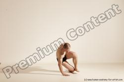 Underwear Gymnastic poses Man White Slim Bald Dancing Dynamic poses Academic